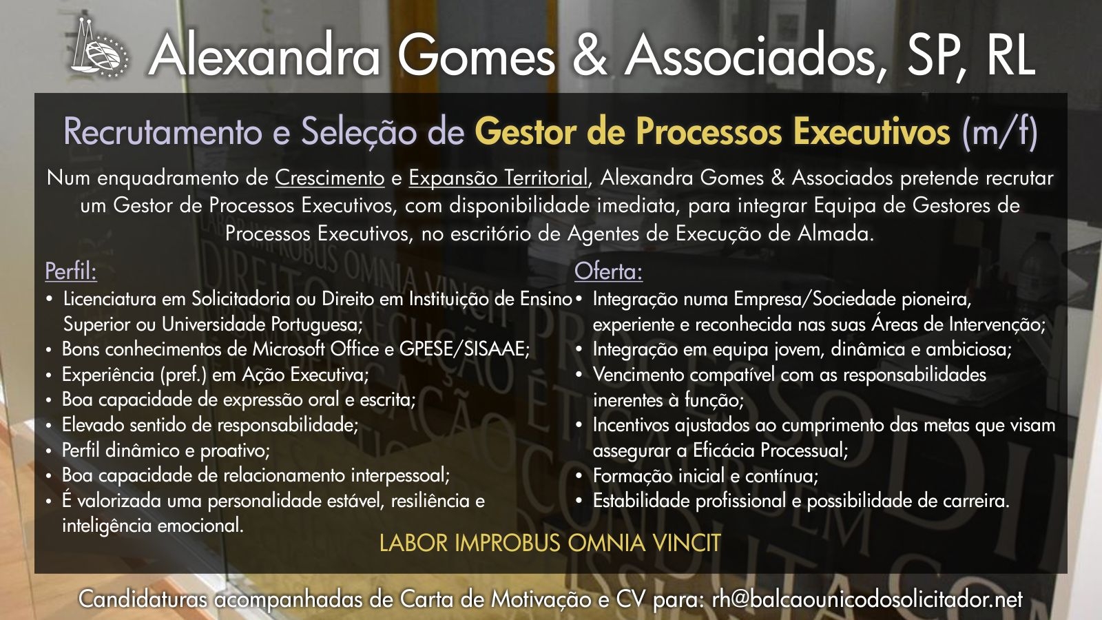 Post Recrutamento Gestor de Processos Executivos