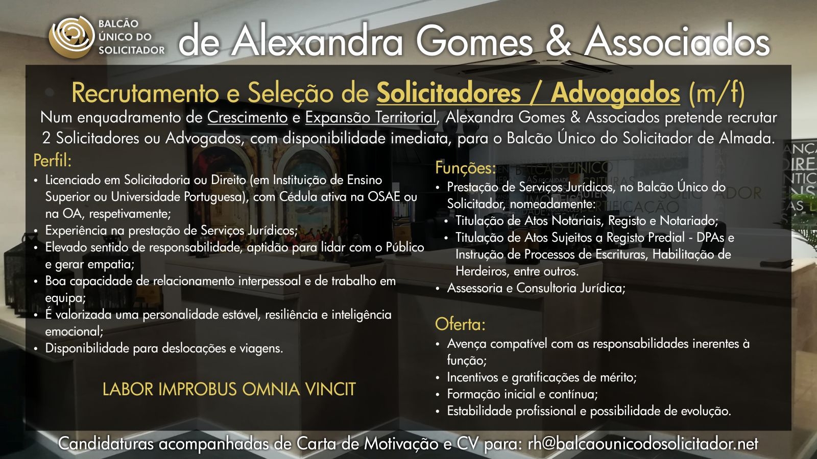 Post Recrutamento Solicitador ou Advogado